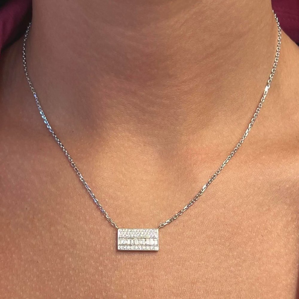 Messika 0.72Cttw Liz Diamond Pendant Chain Necklace 18K White Gold 17 Inches